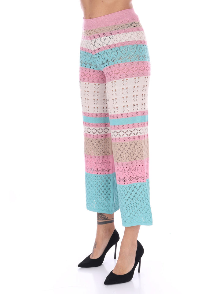 PTKD05010 Pantalone in maglia lurex e pizzo