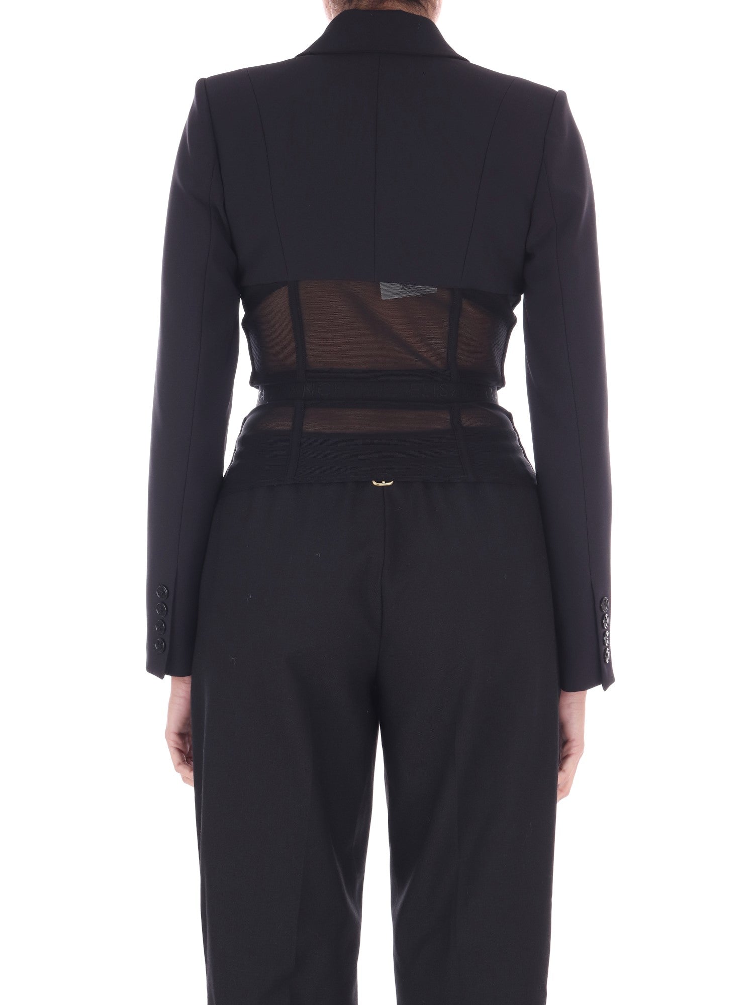 ジャケット ELISABETTA FRANCHI Crepe and tulle blazer (GI13151E2 110) ELISABETTA FRANCHI Crepe and tulle blazer (GI13151E2 110