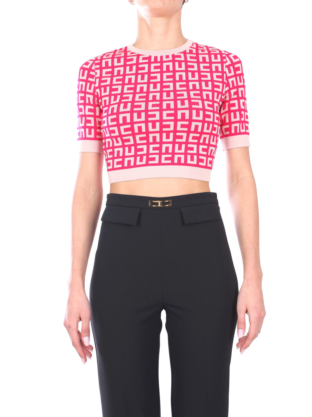Elisabetta Franchi TK58Z31E2 Maglia corta jacquard