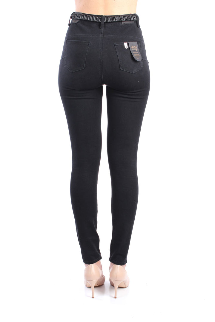 LIU JO DENIM UA2047 D4199 Jeans elasticizzato Bottom up slim vita alta con cintura in ecopelle