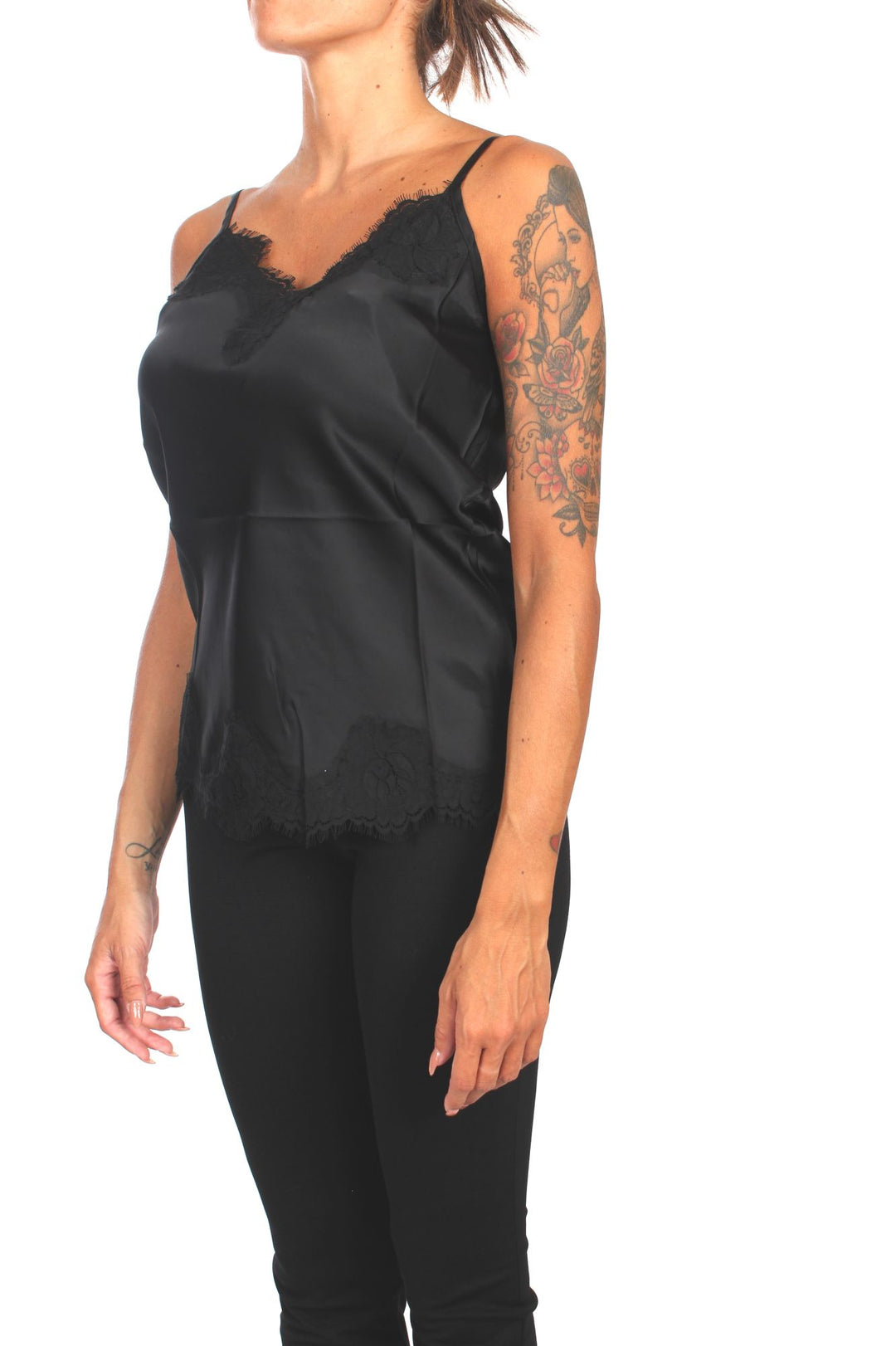 PINK MEMORIES 11303 TOP CON INSERTO IN PIZZO