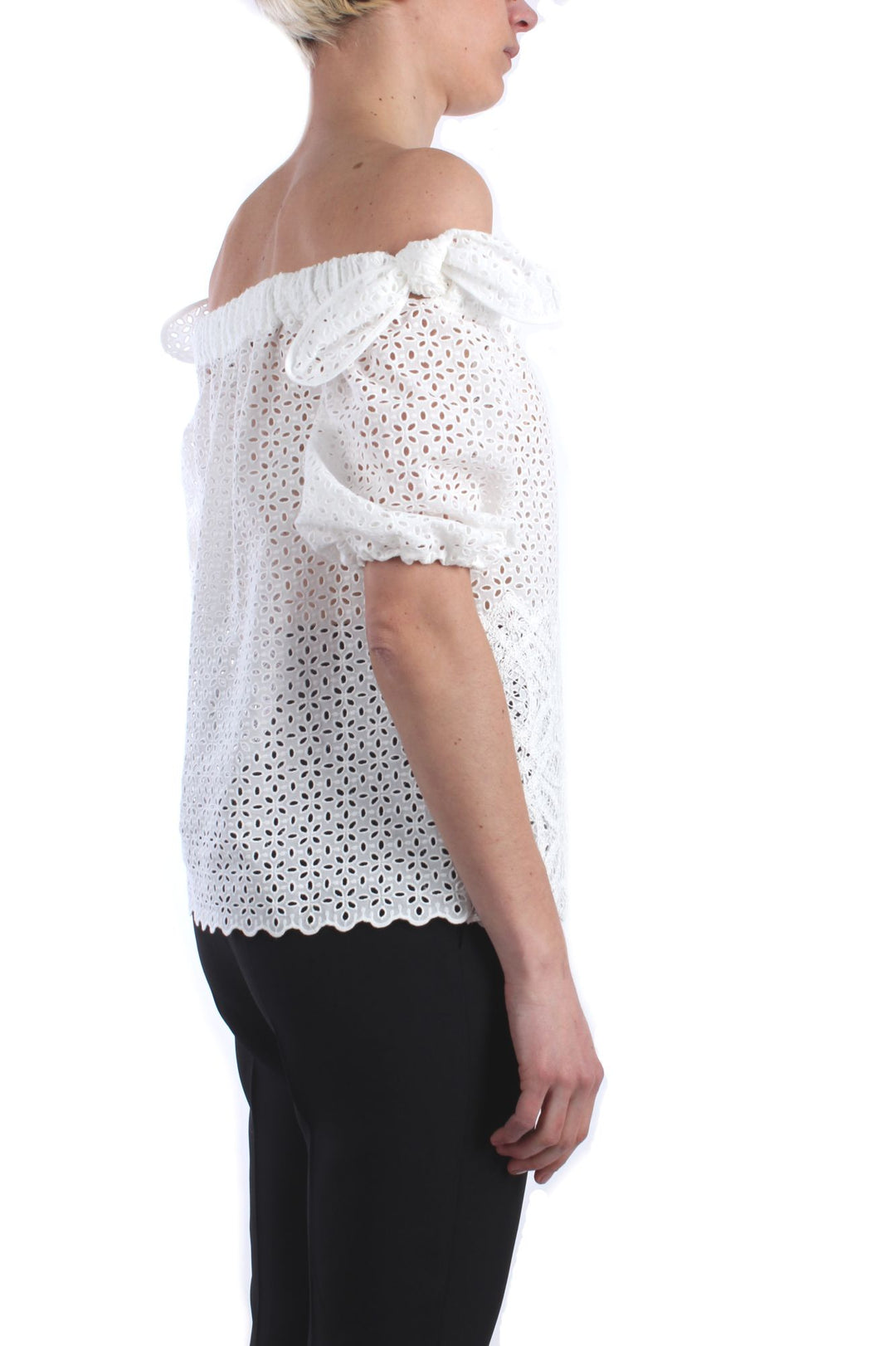 Anna Molinari 7C059A Blusa con scollatura a barca in pizzo